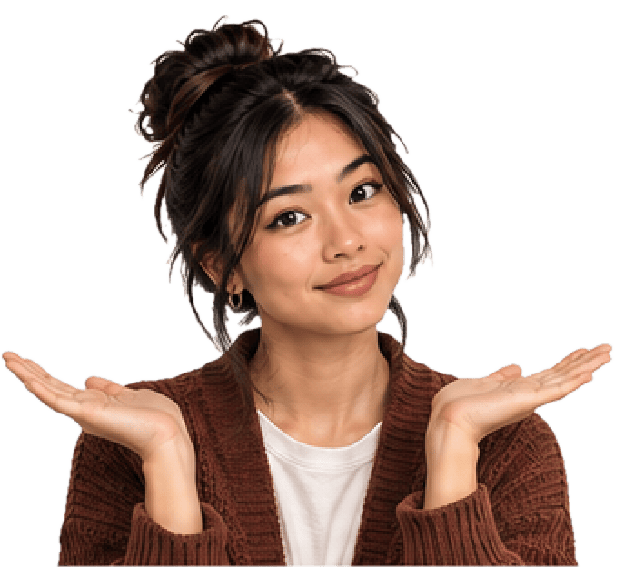 Tasha, assignment mentor, holds both hands up to show "both sides"/two things to consider.