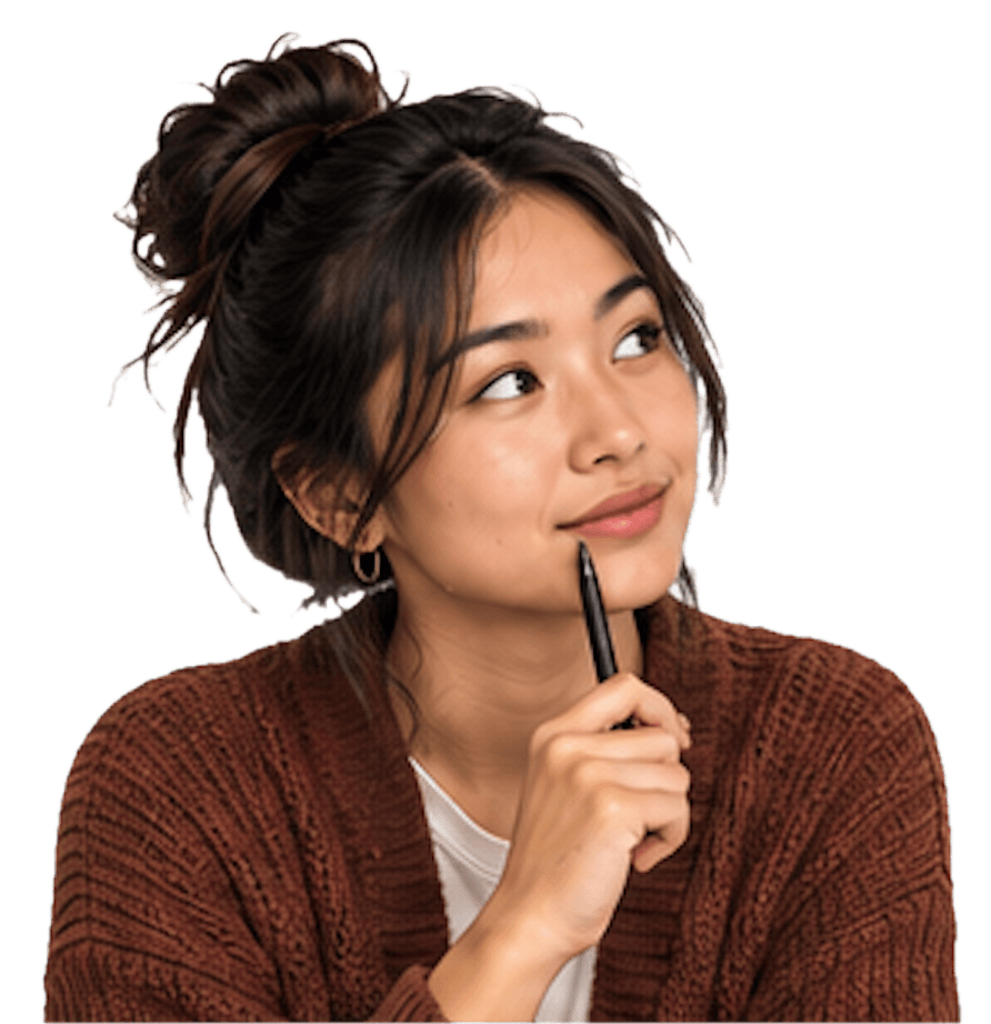 Tasha, assignment mentor, in a thinking pose.